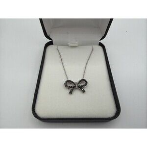 Sterling Silver 925 Black Stone Bow Necklace Belk & Co Pendant Chain